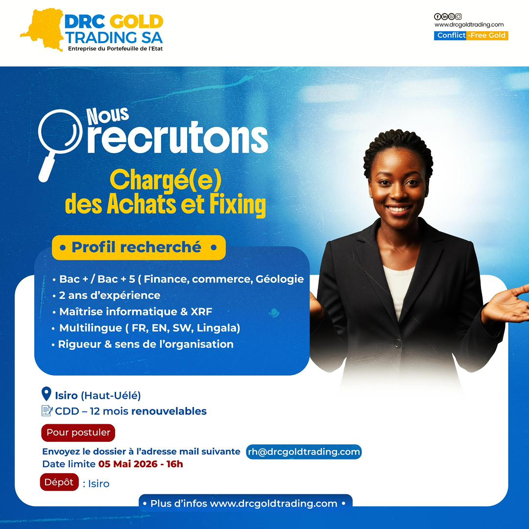 Offre d’emploi :Un(e) Chargé(e) des Achats et Fixing ISIRO